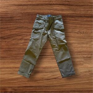 Ann Taylor Petite green  business casual pants pockets buttons comfortable cuff